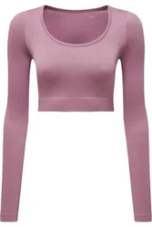 Ribbed Seamless 3D Womens Crop Top - - Size: L
