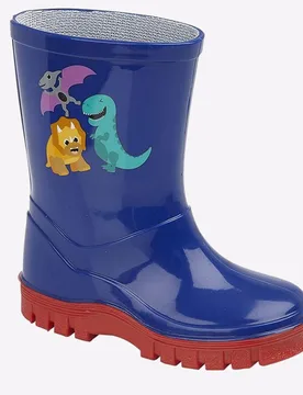 Childrens Unisex Dinosaur Wellington Boys - Navy - Size Uk 5 Infant - Stormwells - FashionsVida