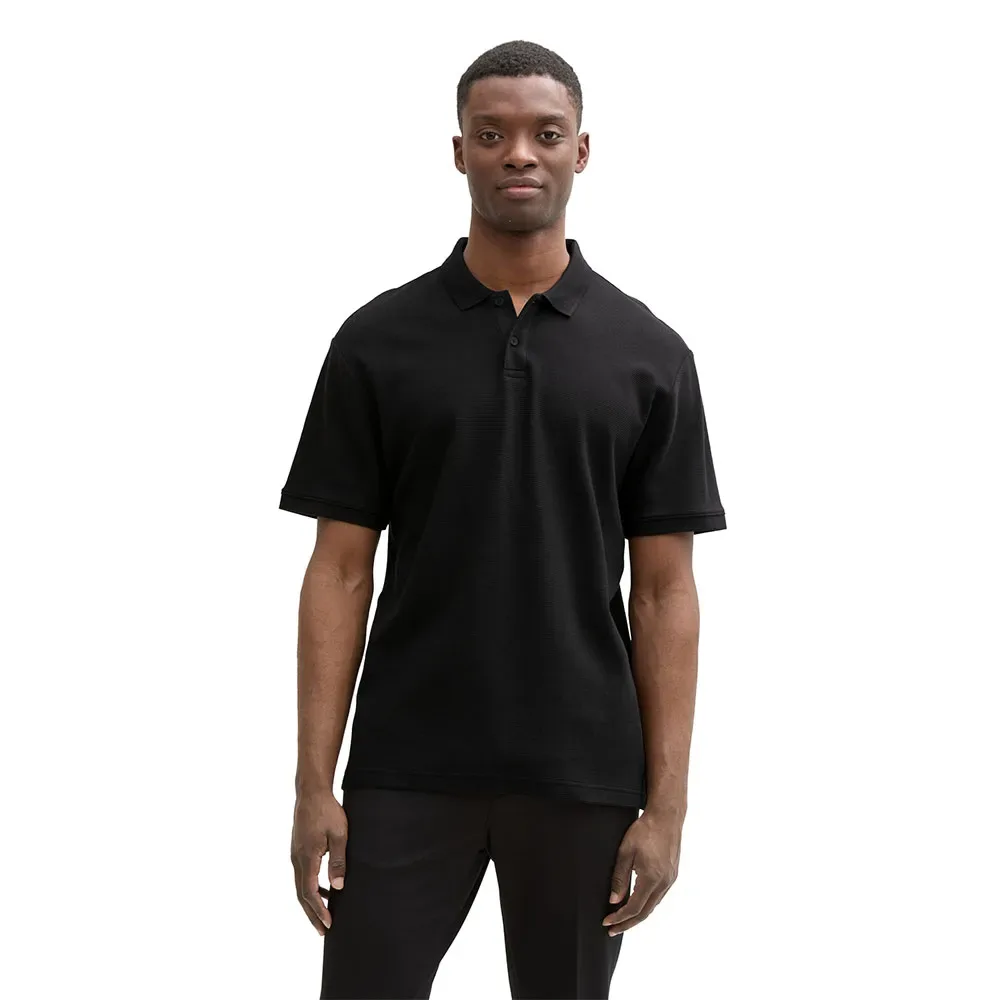 Polo A Maniche Corte Relaxed Structured Black L - Tom tailor - FashionsVida