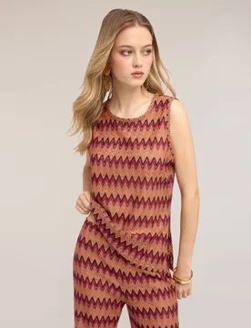 Top de mujer de punto con estampado chevron ajuste regular - Motivi - FashionsVida