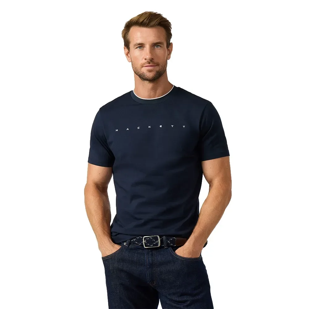 Maglietta A Maniche Corte Hm5000151 Navy M - Hackett - FashionsVida