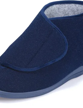 Elise Single Slipper Navy - Left Foot Women's Extra Wide for Swollen Feet - Navy - Size: 9 XXW - Cosyfeet - FashionsVida