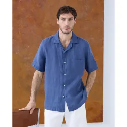 Camisa hombre lino manga corta