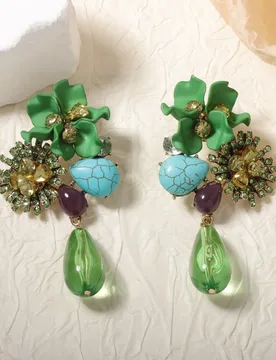 Bohemian Floral Earrings for Women Unique Design Natural Turquoise Teardrop Crystal Dangles Vintage Colorful Festival Jewelry - Aliexpress - FashionsVida