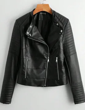 Chaqueta de con cremallera de PU para otoño/invierno XL - Shein - FashionsVida