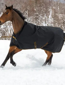 Weidedecke IRISH TURNOUT Light High Neck 50g, black-gold 140 - Bucas - FashionsVida