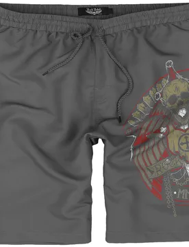 Rock Badeshort - Swim Shorts With Skull and Sword - S bis M - für Männer - Größe M - grau - Männer - male - Rock Rebel by EMP - FashionsVida