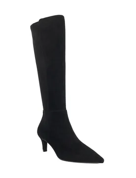 Womens Ladies Sultry - Leather Knee High Kitten Heel Boots - Black Suede - Size Uk 6 - Dune london - FashionsVida
