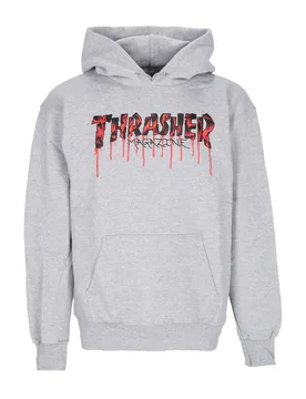 Felpa Cappuccio Uomo Blood Drip Hoodie Light Steel/red - Thrasher - FashionsVida