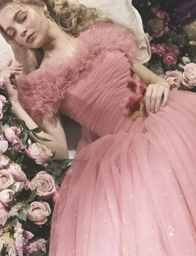 Fresh and dreamy pink Quinceanera Dress off-shoulde Lace decal tail vestidos de 15 Quinceanera ﻿Customize - Aliexpress - FashionsVida