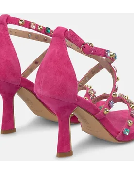 Sandalias de tacón de mujer en piel con multiples tiras con detalle de tachas metalicas - Alma en Pena - FashionsVida