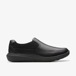 Mens Watchet Step Black Leather Shoes - Size 9.5 Wide Fit (Uk Shoe)