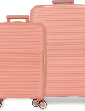 Juego de maletas (cabina y mediana) inari rígidas con capacidad de 109l en blanco - Movom - FashionsVida