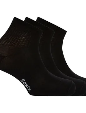Pack de 9 pares de calcetines tobilleros de algodón de hombre lisos - basix - Punto Blanco - FashionsVida