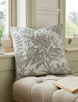 Marlbrook Floral Jacquard Cushion Grey Mix - Laura Ashley - FashionsVida