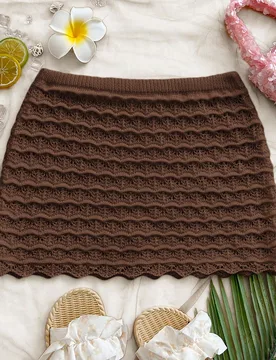 Conjunto de pareo y falda de punto de unicolor para vacaciones en la playa M - Shein - FashionsVida
