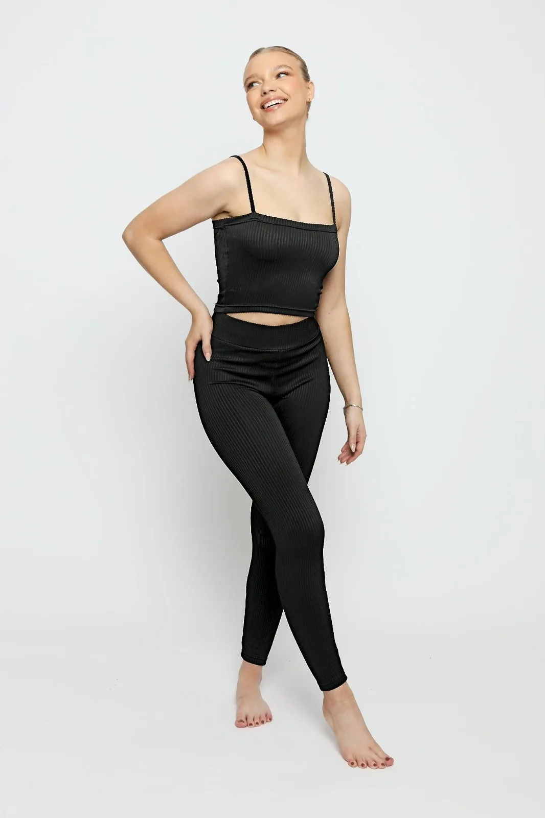 Womens Pintuck Textured Stripe Legging Black - Size 12 Regular - ID - FashionsVida