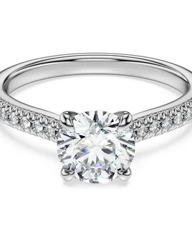 Anello solitario Eternity, Diamanti creati in laboratorio 1,2 ct tw, Forma rotonda, Oro bianco 18 K 50 - Swarovski - FashionsVida