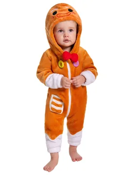 Baby Gingerbread Man Pajamas Animal Onesie Toddler Romper Plush Dress Up Infant Outfits Christmas Cosplay Costume - 90 - OLAOLA - FashionsVida