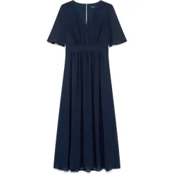 Vestido largo con manga corta y escote pico