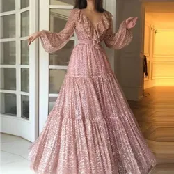 A new long-sleeved collar gold-rimmed long skirt