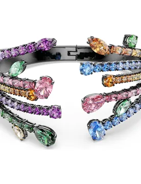 Bracciale rigido Matrix, Taglio misto, Bouquet, Multicolore, Placcato rutenio M - Swarovski - FashionsVida