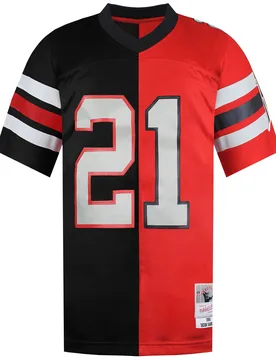 Mens Nfl Atlanta Falcons 21 Sanders Legacy Jersey - Black/red - Size Small - Mitchell & Ness - FashionsVida
