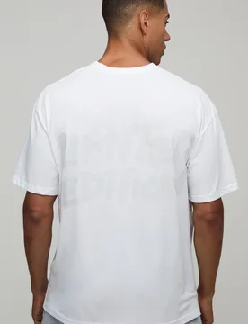 Mens Oversized Limited Edition Gloss Print T-Shirt - White Cotton - Size Small - boohooMAN - FashionsVida
