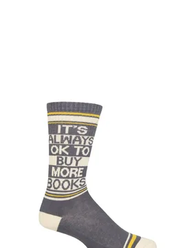 Pair It's Always Ok to Buy More Books Cotton Socks Multi One Size - Grey - Size: One Size - Gumball Poodle - FashionsVida