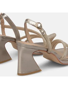Sandalias de tacón de mujer con tiras tubulares de trasfer y cierre de hebilla - Alma en Pena - FashionsVida