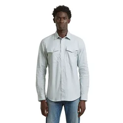 Camicia A Maniche Lunghe Marine Slim Mineral Blue / White Oxford 2XL