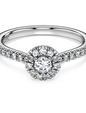 Anello solitario halo Eternity, Diamanti creati in laboratorio 0,45 ct tw, Forma rotonda, Argento sterling 52 - Swarovski - FashionsVida
