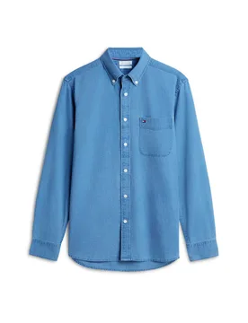 Regular Fit Pure Cotton Dobby Shirt Blue male - Tommy hilfiger - FashionsVida