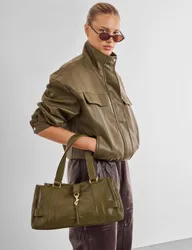 Faux Leather Shoulder Bag Olive female