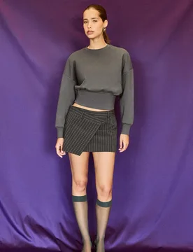Cropped-Sweatshirt mit breitem Bund Dunkelgrau XL - Stradivarius - FashionsVida