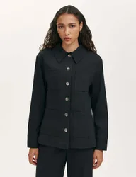 Ponte Jersey Collared Jacket Black female