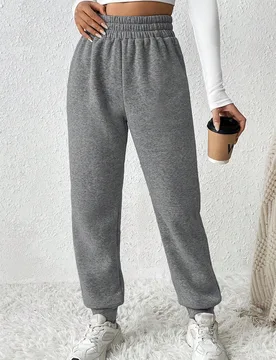Pantalones de chándal de cintura elástica sólida para primavera, atuendos de graduación, atuendos de vuelta a la escuela, atuendos de graduación, - Shein - FashionsVida