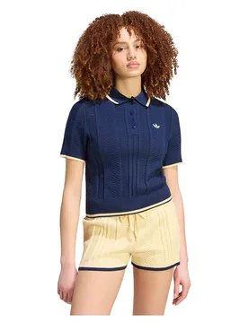 Originals Polo A Maniche Corte Cable Knit Cali Night Indigo L - Adidas - FashionsVida