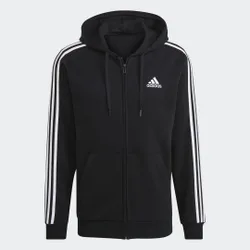 Felpa con zip completa Essentials Fleece 3-Stripes XL Black