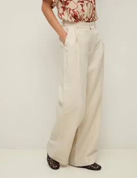 Pantalón ancho de mujer con cierre oculto y bolsillos laterales - Yerse - FashionsVida