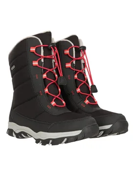 Kids Unisex 'Ohio' Youth Snow Boots With Rubber Outsole Waterproof Cosy Winter Shoes Black Textile - Size Uk 12 Kids - Mountain Warehouse - FashionsVida