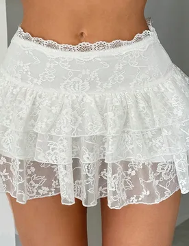 Falda de encaje blanca de estilo peplum para mujer, ropa de verano L - Shein - FashionsVida