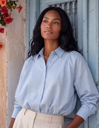 Relaxed Button-Up Shirt - M/L / POWDER BLUE - female