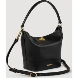 Bolso mini saca tangoso de cuero con cierre giratorio