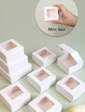 Piezas Cajas de regalo pequeñas blancas con ventana transparente, cajas para joyas, jabón, dulces, embalaje de artículos hechos a mano, cajas plana - Shein - FashionsVida