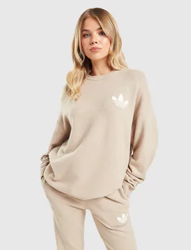 Womens Trefoil Knit Crew Sweatshirt - Beige, beige beige Donna taglia 44 - Adidas - FashionsVida