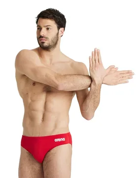 Team Swim Solid Swimming Brief Red / White 70 Men - Arena - FashionsVida