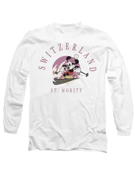 Unisex Mickey Mouse Switzerland Pink Long Sleeve T-Shirt, White Size: 2XL - White - Size: 2XL - Disney - FashionsVida