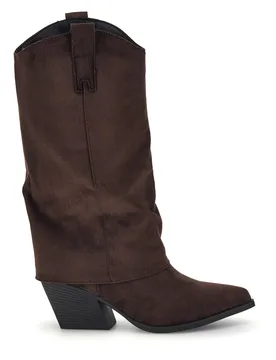 Stivali texani marroni a punta effetto suede con risvolto Cafe' cost RQ24W12F 38 - CAFÈ COST - FashionsVida