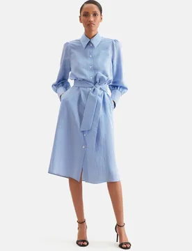 Fliessendes Hemdblusenkleid aus Viskose Mix Blau 46 - Seidensticker - FashionsVida